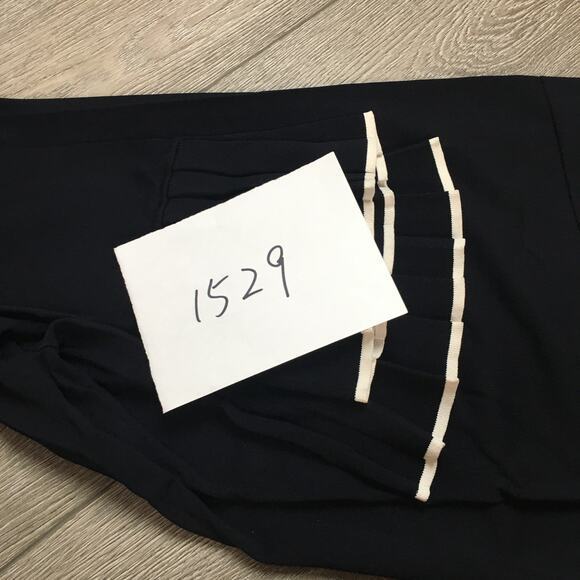 COS Pleated Ruffle Sleeve Top Navy Size Large Fine knit White Contrast - Picture 9 of 9